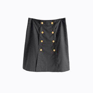 Vtg J Mclaughlin Military Wool Skirt 4 Charcoal USA Lightweight Academia Preppy